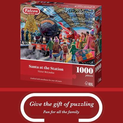 Falcon Santa at the Station - 1000 Piece Jigsaw Christmas Puzzle for Adults - Beautifully Illustrated 1000Pc Xmas Jigsaw Puzzle - Fun Home Activity, Puzzles for Rainy Days, Birthdays & Gifts - Jumbo