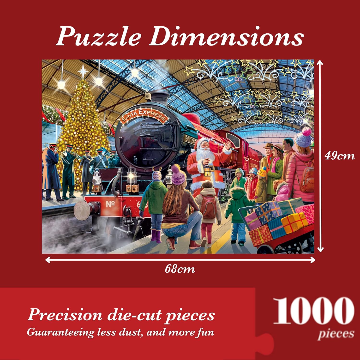 Falcon Santa at the Station - 1000 Piece Jigsaw Christmas Puzzle for Adults - Beautifully Illustrated 1000Pc Xmas Jigsaw Puzzle - Fun Home Activity, Puzzles for Rainy Days, Birthdays & Gifts - Jumbo