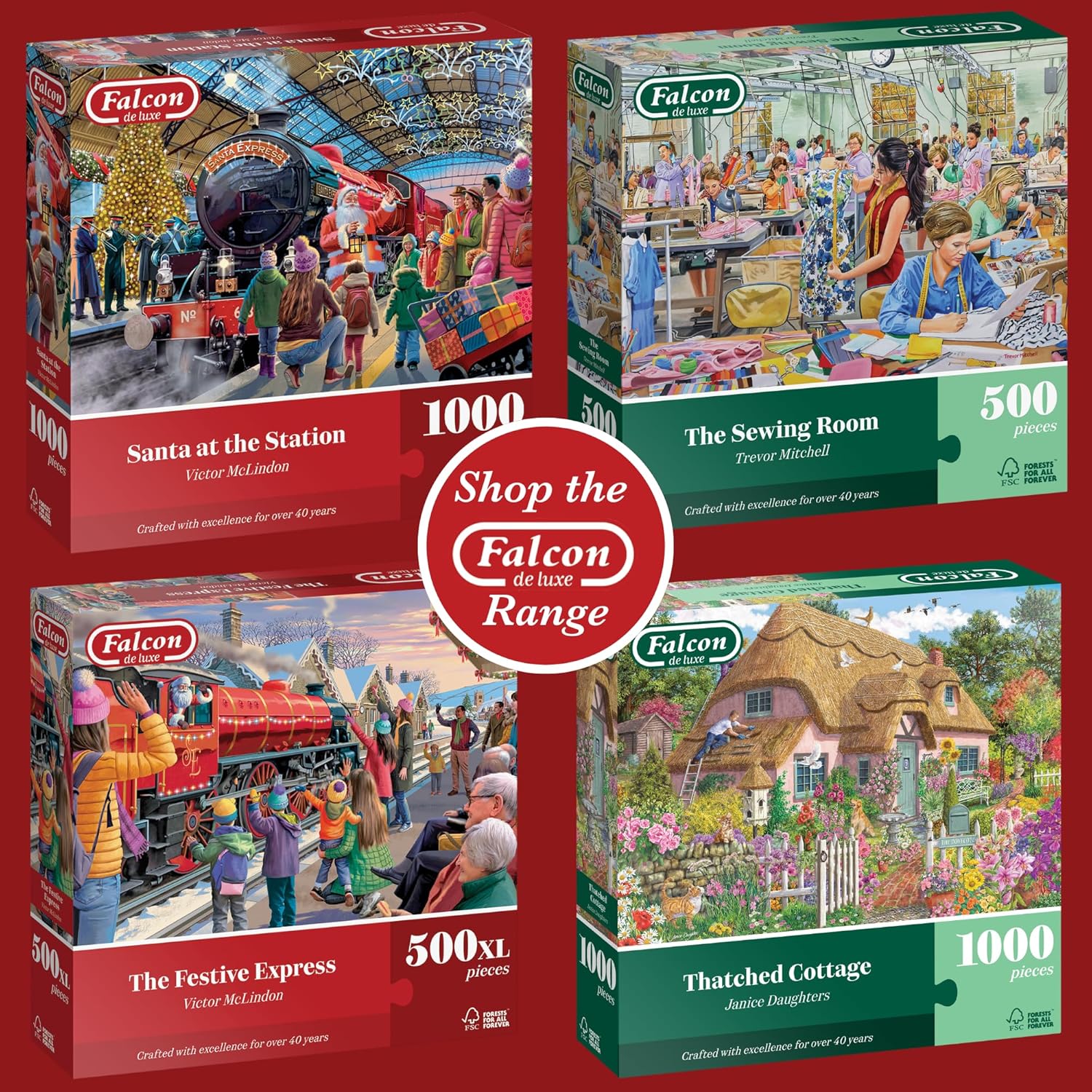 Falcon Santa at the Station - 1000 Piece Jigsaw Christmas Puzzle for Adults - Beautifully Illustrated 1000Pc Xmas Jigsaw Puzzle - Fun Home Activity, Puzzles for Rainy Days, Birthdays & Gifts - Jumbo