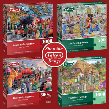Falcon Santa at the Station - 1000 Piece Jigsaw Christmas Puzzle for Adults - Beautifully Illustrated 1000Pc Xmas Jigsaw Puzzle - Fun Home Activity, Puzzles for Rainy Days, Birthdays & Gifts - Jumbo