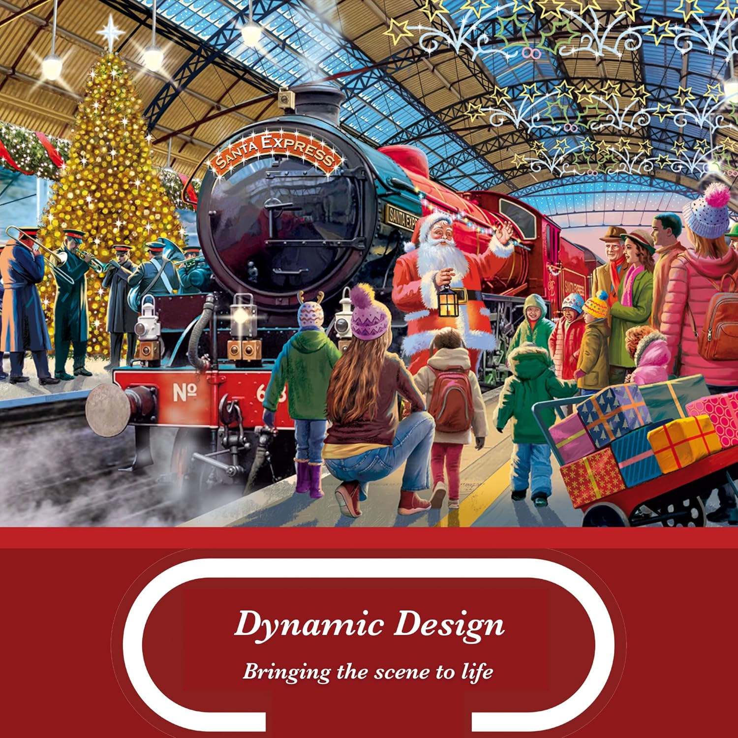 Falcon Santa at the Station - 1000 Piece Jigsaw Christmas Puzzle for Adults - Beautifully Illustrated 1000Pc Xmas Jigsaw Puzzle - Fun Home Activity, Puzzles for Rainy Days, Birthdays & Gifts - Jumbo