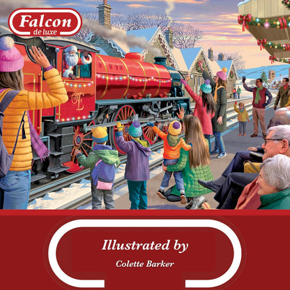Falcon Festive Express - 500 XL Piece Christmas Jigsaw Puzzle for Adults - Beautifully Illustrated 500Pc Adults Xmas Jigsaw Puzzle, Fun Home Activity, Puzzles for Rainy Days, Birthdays & Gifts - Jumbo