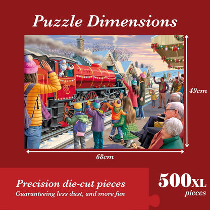 Falcon Festive Express - 500 XL Piece Christmas Jigsaw Puzzle for Adults - Beautifully Illustrated 500Pc Adults Xmas Jigsaw Puzzle, Fun Home Activity, Puzzles for Rainy Days, Birthdays & Gifts - Jumbo