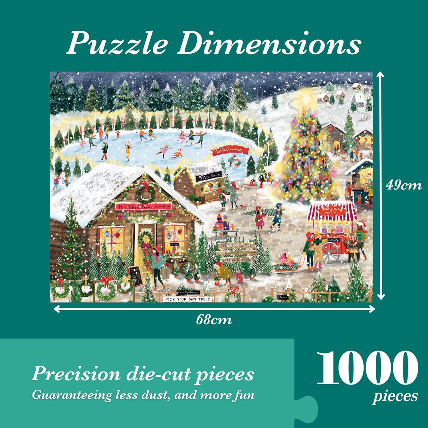 Falcon Winter Village - 1000 Piece Jigsaw Christmas Puzzle for Adults - Beautifully Illustrated 1000Pc Xmas Jigsaw Puzzle - Fun Home Activity, Puzzles for Rainy Days, Birthdays & Gifts - Jumbo