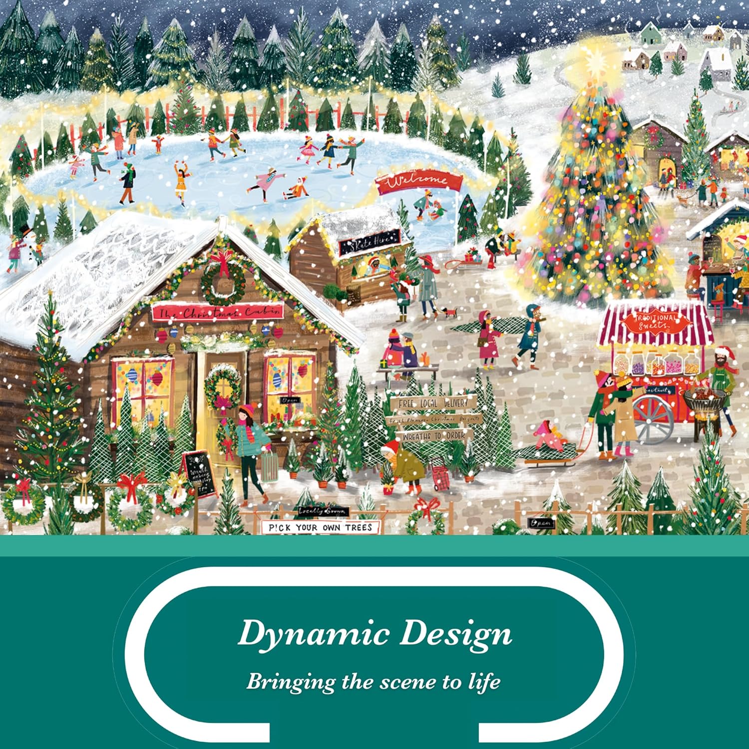 Falcon Winter Village - 1000 Piece Jigsaw Christmas Puzzle for Adults - Beautifully Illustrated 1000Pc Xmas Jigsaw Puzzle - Fun Home Activity, Puzzles for Rainy Days, Birthdays & Gifts - Jumbo
