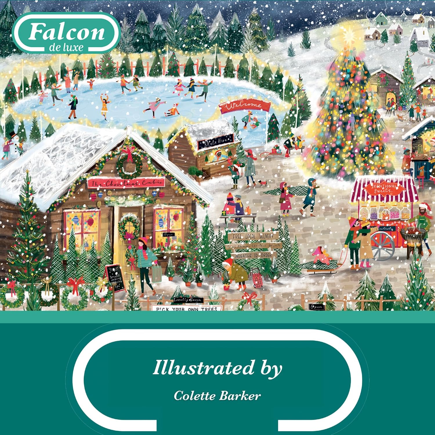 Falcon Winter Village - 1000 Piece Jigsaw Christmas Puzzle for Adults - Beautifully Illustrated 1000Pc Xmas Jigsaw Puzzle - Fun Home Activity, Puzzles for Rainy Days, Birthdays & Gifts - Jumbo