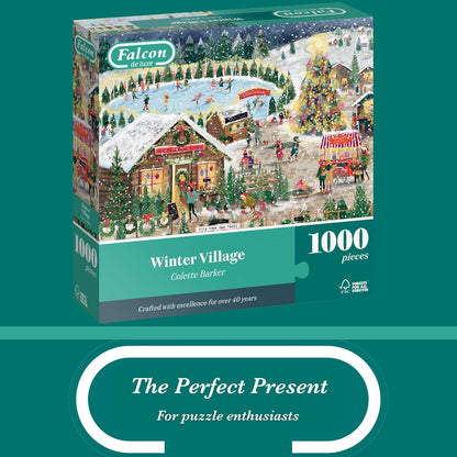 Falcon Winter Village - 1000 Piece Jigsaw Christmas Puzzle for Adults - Beautifully Illustrated 1000Pc Xmas Jigsaw Puzzle - Fun Home Activity, Puzzles for Rainy Days, Birthdays & Gifts - Jumbo