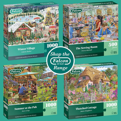Falcon Winter Village - 1000 Piece Jigsaw Christmas Puzzle for Adults - Beautifully Illustrated 1000Pc Xmas Jigsaw Puzzle - Fun Home Activity, Puzzles for Rainy Days, Birthdays & Gifts - Jumbo