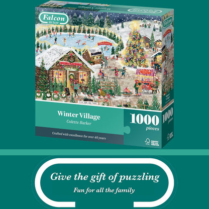 Falcon Winter Village - 1000 Piece Jigsaw Christmas Puzzle for Adults - Beautifully Illustrated 1000Pc Xmas Jigsaw Puzzle - Fun Home Activity, Puzzles for Rainy Days, Birthdays & Gifts - Jumbo