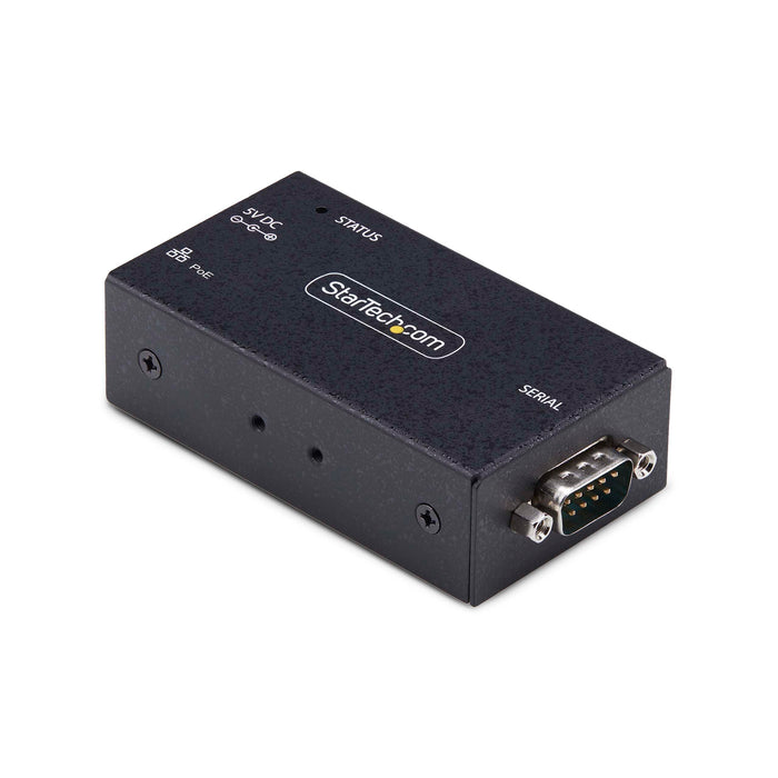 StarTech.com 1-Port Serial to Ethernet Adapter, 802.3af PoE Powered Serial Device Server, Wall/DIN Rail, LAN to DB9 Converter