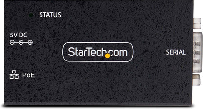 StarTech.com 1-Port Serial to Ethernet Adapter, 802.3af PoE Powered Serial Device Server, Wall/DIN Rail, LAN to DB9 Converter