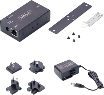 StarTech.com 1-Port Serial to Ethernet Adapter, 802.3af PoE Powered Serial Device Server, Wall/DIN Rail, LAN to DB9 Converter