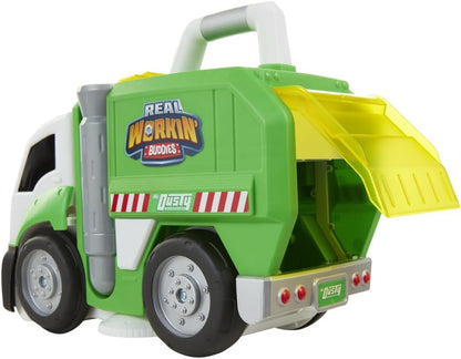 Jakks Pacific Real Workin' Buddies Mr Dusty, Gemotoriseerde Vuilniswagen die Echt Schoonmaakt, Raapt Kleine Speeltjes op
