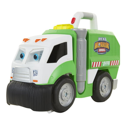 Jakks Pacific Real Workin' Buddies Mr Dusty, Gemotoriseerde Vuilniswagen die Echt Schoonmaakt, Raapt Kleine Speeltjes op