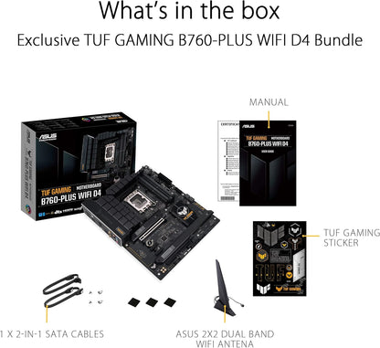 ASUS TUF Gaming B760-PLUS WiFi D4 Intel(13th and 12th Gen) LGA 1700 ATX Motherboard,PCIe 5.0,3xPCIe 4.0 M.2 Slots,DDR4,2.5Gb LAN,USB 3.2 Gen 2x2 Type-C,Front USB 3.2 Gen 2 Type-C®, Thunderbolt(USB4®