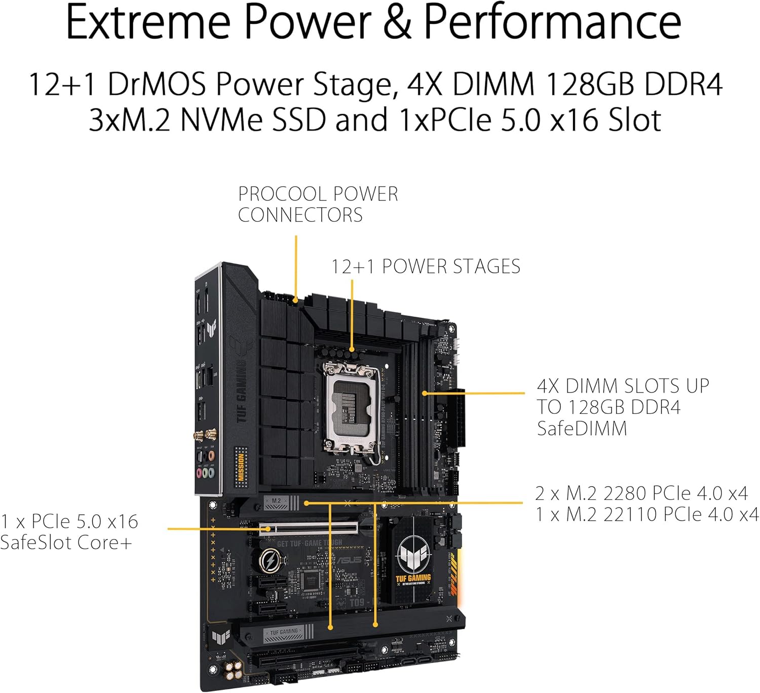 ASUS TUF Gaming B760-PLUS WiFi D4 Intel(13th and 12th Gen) LGA 1700 ATX Motherboard,PCIe 5.0,3xPCIe 4.0 M.2 Slots,DDR4,2.5Gb LAN,USB 3.2 Gen 2x2 Type-C,Front USB 3.2 Gen 2 Type-C®, Thunderbolt(USB4®