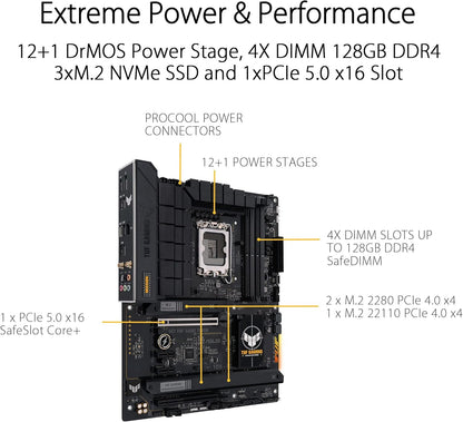 ASUS TUF Gaming B760-PLUS WiFi D4 Intel(13th and 12th Gen) LGA 1700 ATX Motherboard,PCIe 5.0,3xPCIe 4.0 M.2 Slots,DDR4,2.5Gb LAN,USB 3.2 Gen 2x2 Type-C,Front USB 3.2 Gen 2 Type-C®, Thunderbolt(USB4®