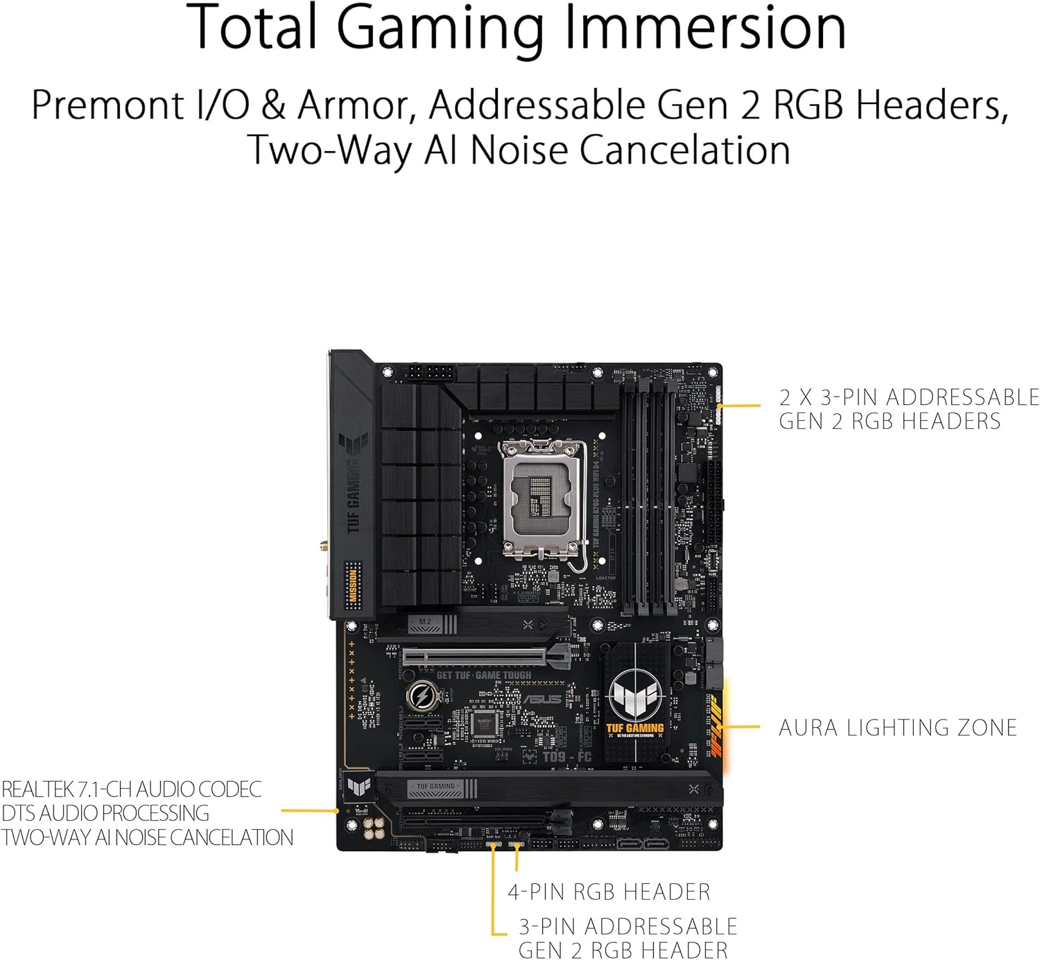 ASUS TUF Gaming B760-PLUS WiFi D4 Intel(13th and 12th Gen) LGA 1700 ATX Motherboard,PCIe 5.0,3xPCIe 4.0 M.2 Slots,DDR4,2.5Gb LAN,USB 3.2 Gen 2x2 Type-C,Front USB 3.2 Gen 2 Type-C®, Thunderbolt(USB4®