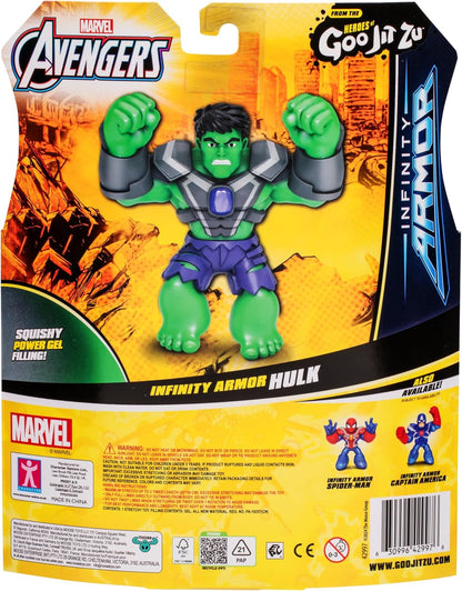 Heroes of Goo Jit Zu Marvel INFINITY ARMOR Hulk, Stretchy Action Figure, Super Stretchy With Unique Squishy Power Gel Filling