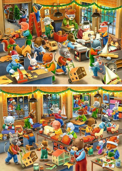 Kinderpuzzle 2x12 Teile - Weihnachtswerkstatt
