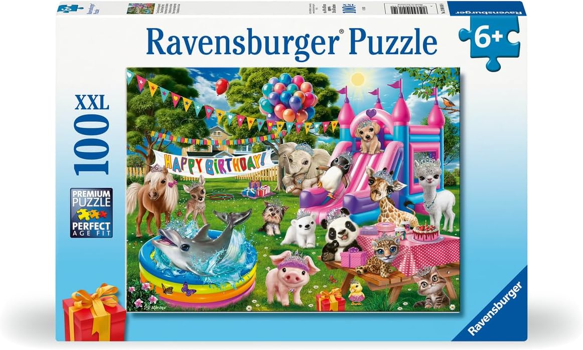 Ravensburger Tiara Birthday Party - 100 Piece XXL Jigsaw Puzzle for Kids | Celebrate with Magical Fun | Promotes Problem Solving Skills | Durable and Eco-Friendly