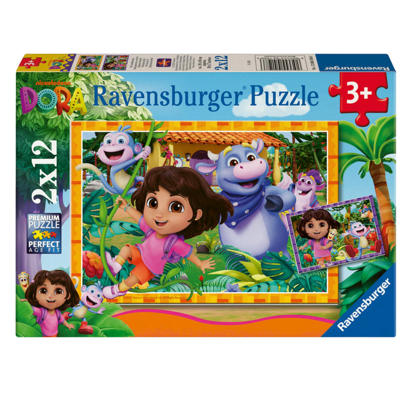 Ravensburger - Kinderpuzzel - Set van 2 puzzels 12 stukjes - We kunnen het aankomen! / Dora - Meisje of jongen vanaf 3 jaar - Hoogwaardige puzzel - 2 posters inbegrepen - 12004198