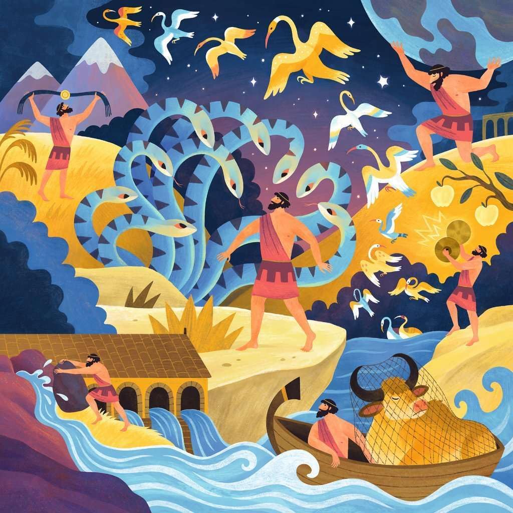 Ravensburger - Puzzle Le dodici fatiche di Ercole | Puzzle Bambini 5 Anni In Su | Puzzle Ravensburger 64 Pezzi | Giochi Per Bambini 33x33 cm | Regalo Bambino 5 Anni O Più