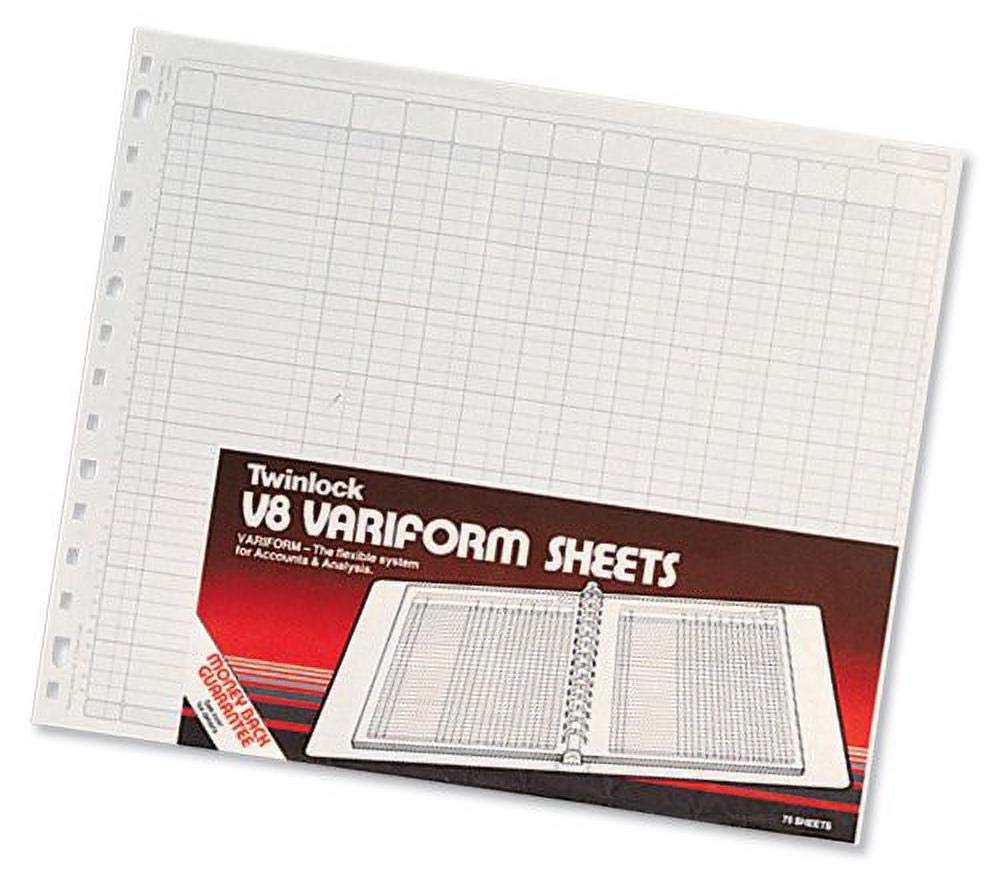 Rexel Twinlock Variform Multi-Ring Binder V8 Cash Refill Sheets 24 Columns, White(Pack of 75