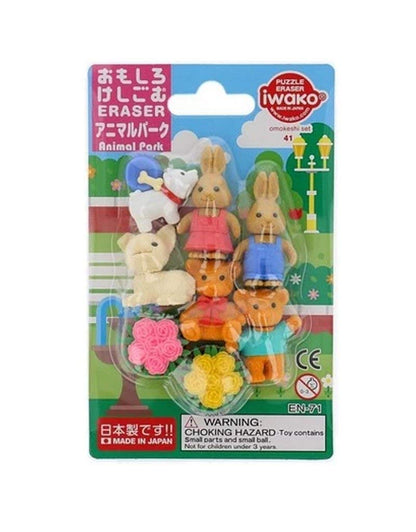 Iwako Erasers Animal Park Blister Pack