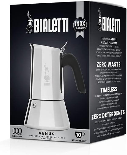 Bialetti New Venus Italian Coffee Maker (Induction), Stainless Steel, Silver