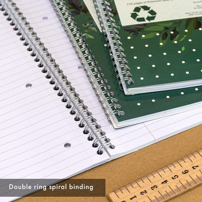Pukka Pad, Recycled A4 Writing Pad – Pack of 3 Wirebound Notebooks with 110 Pages of 80GSM FSC Recycled Paper – 8mm Lines and Perforated Margins