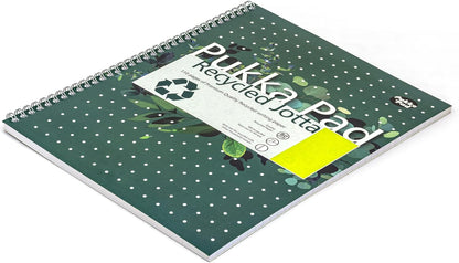 Pukka Pad, Recycled A4 Writing Pad – Pack of 3 Wirebound Notebooks with 110 Pages of 80GSM FSC Recycled Paper – 8mm Lines and Perforated Margins
