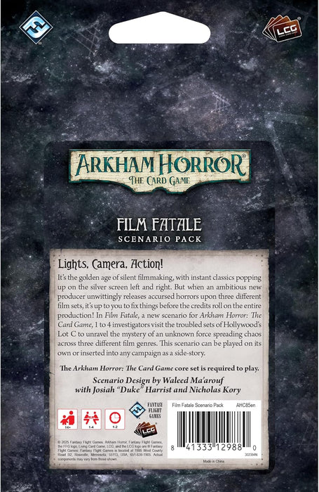 Arkham Horror The Card Game Film Fatale Scenario Pack - Explore Bizarre Film Sets, Cooperative LCG, Ages 14+, 1-4 Players, 1-2 Hr Playtime, Made by Fantasy Flight Games