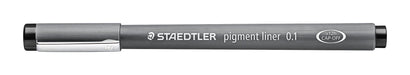 STAEDTLER 308 01-9 Pigment Liner Fineliner Pen for Writing & Technical Drawing - Black, 0.1mm (Box of 10