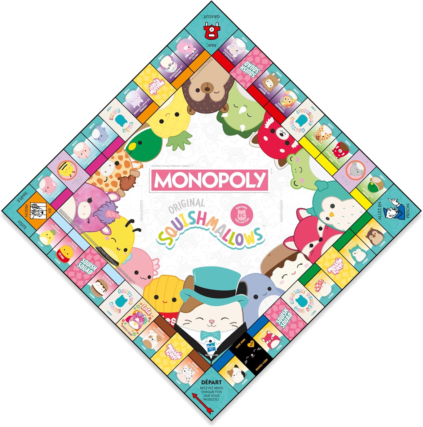 Winning Moves - Monopoly SQUISHMALLOWS -1 Exclusive Plush Toy - Board Game - Board Game - French Version
