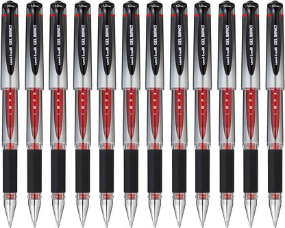 Uni-Ball UM-153S Signo Impact Gel Pens, Red Gel, 1mm Rubber Nib (Pack of 12
