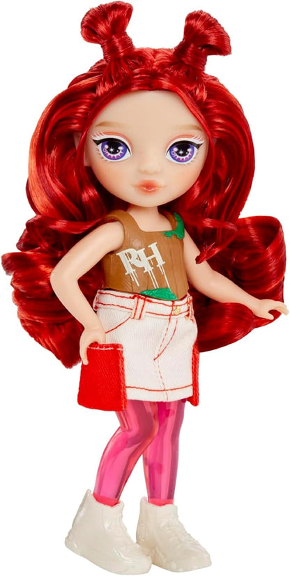 Rainbow High Littles Rainbow Fantasy Fairies & Pet - Apple, Red - 14cm Posable Small Doll & Fantasy Deer Pet with Interchangeable Fairy Wings, Cute Present for Children 4+