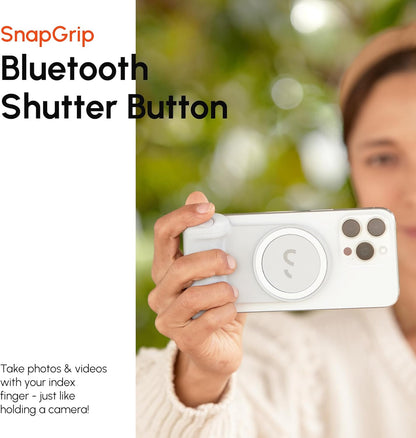 ShiftCam SnapGrip Pro - Mobile Battery Grip with Wireless Shutter Button - Magnetic Mount Snaps on to Any Phone - Built in Powerbank with Qi 2 Wireless Charging - Tabletop Dock (Midnight