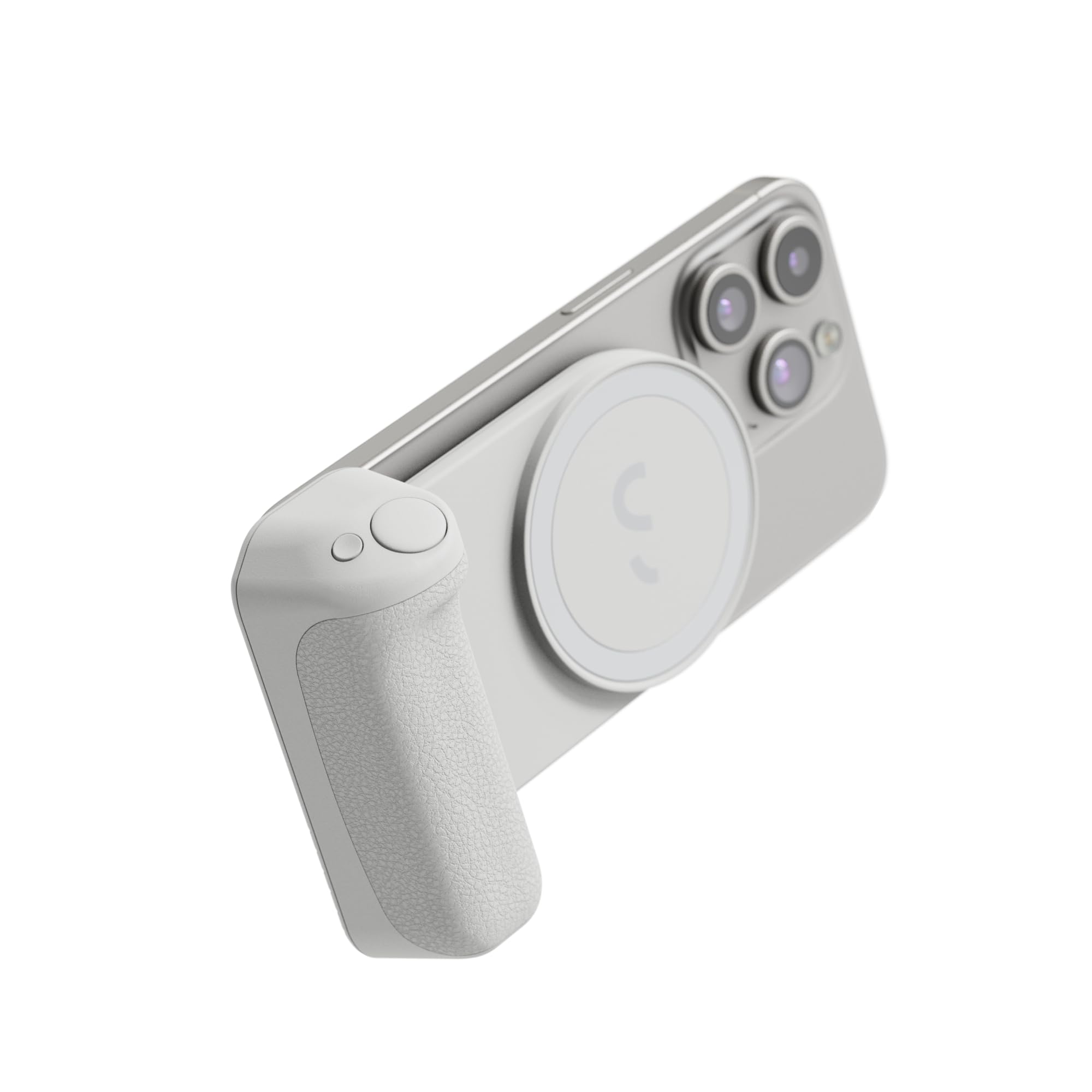 ShiftCam SnapGrip Pro - Mobile Battery Grip with Wireless Shutter Button - Magnetic Mount Snaps on to Any Phone - Built in Powerbank with Qi 2 Wireless Charging - Tabletop Dock (Stone