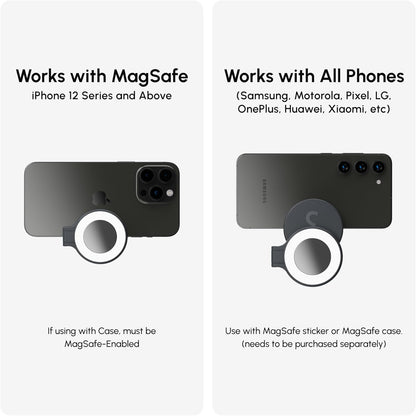 ShiftCam SnapGrip Pro - Mobile Battery Grip with Wireless Shutter Button - Magnetic Mount Snaps on to Any Phone - Built in Powerbank with Qi 2 Wireless Charging - Tabletop Dock (Stone