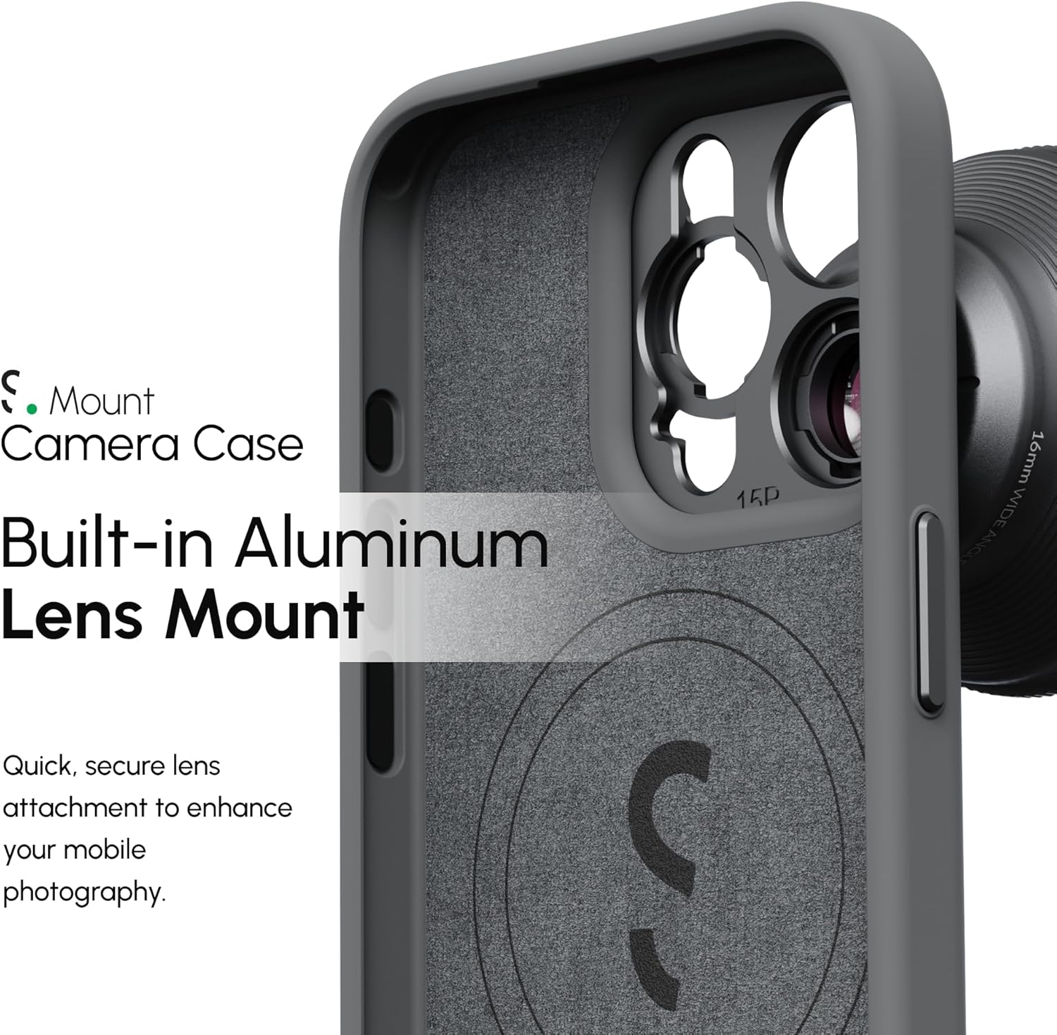 ShiftCam Camera Case Compatible with iPhone 15 Pro | Built-in Lens Mount | Magnetic-Case | Shoot Stunning Photos Instantly Dark Grey