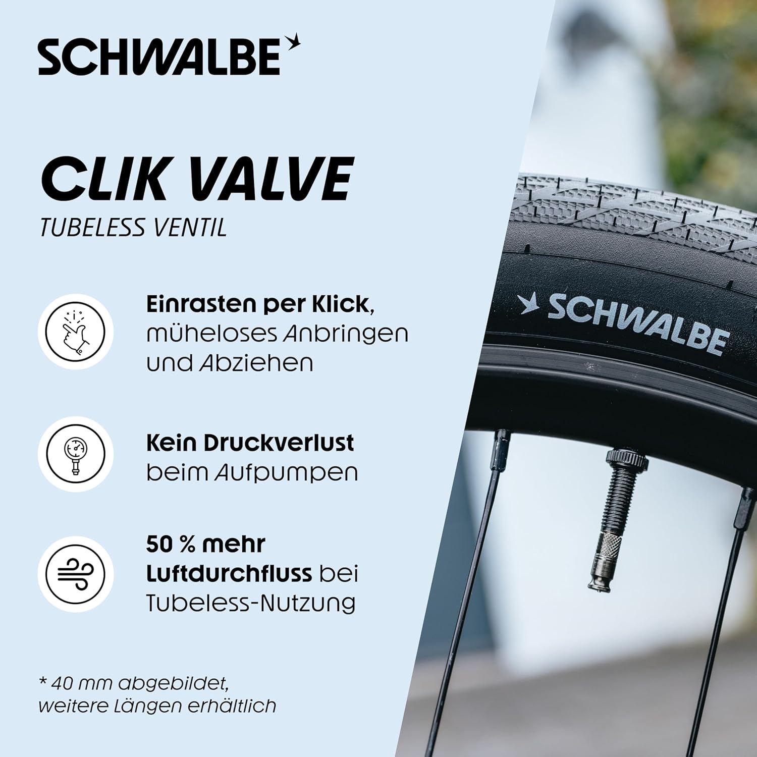 Schwalbe Clik Valve Tubeless Valves SCV Pair 80mm