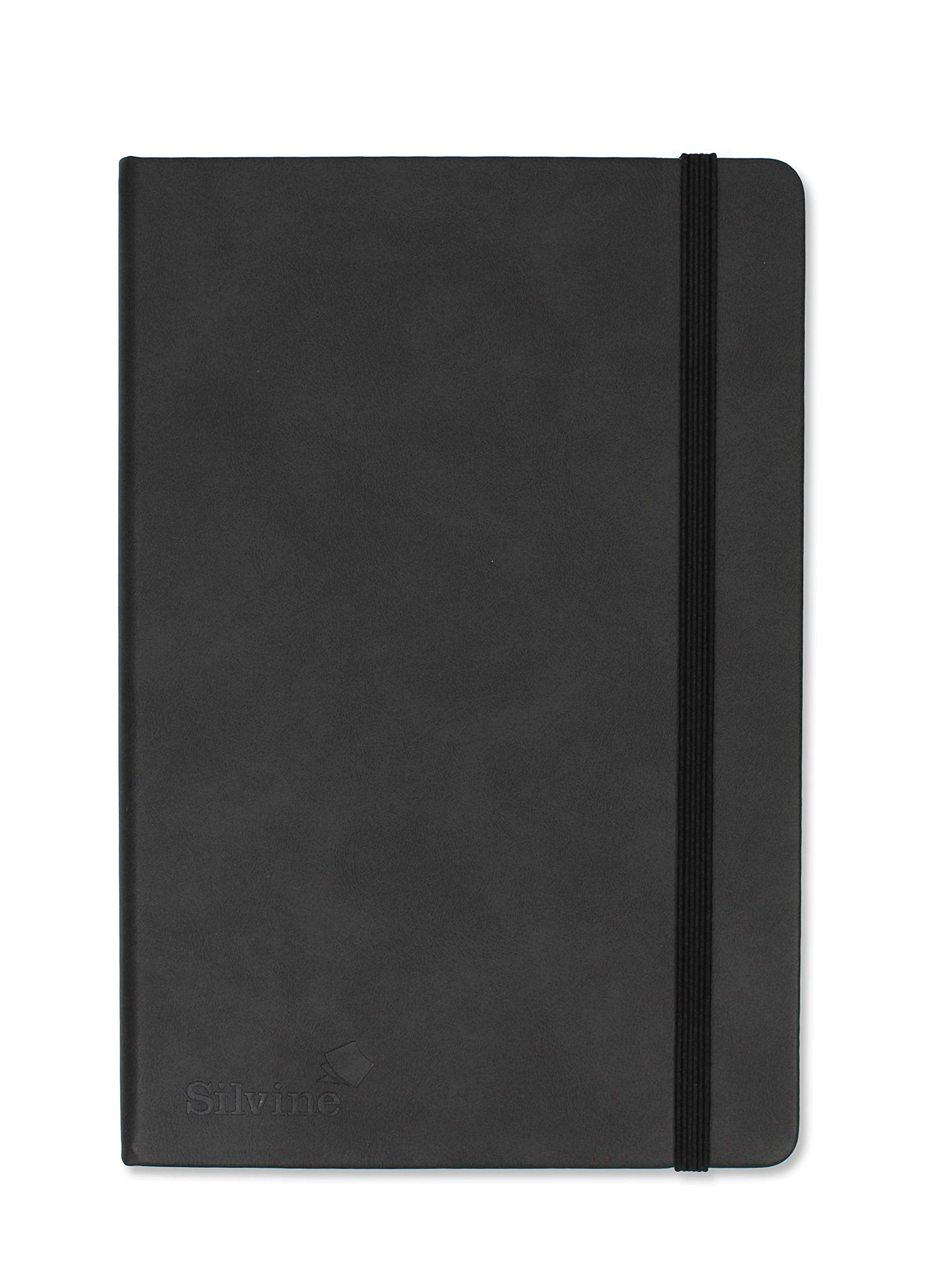 Silvine A5 Executive Soft Feel Notebook Black. 160 Pages (80 Sheets) Ruled 7mm feint. Ref 197BK (148 x 212mm), 391133