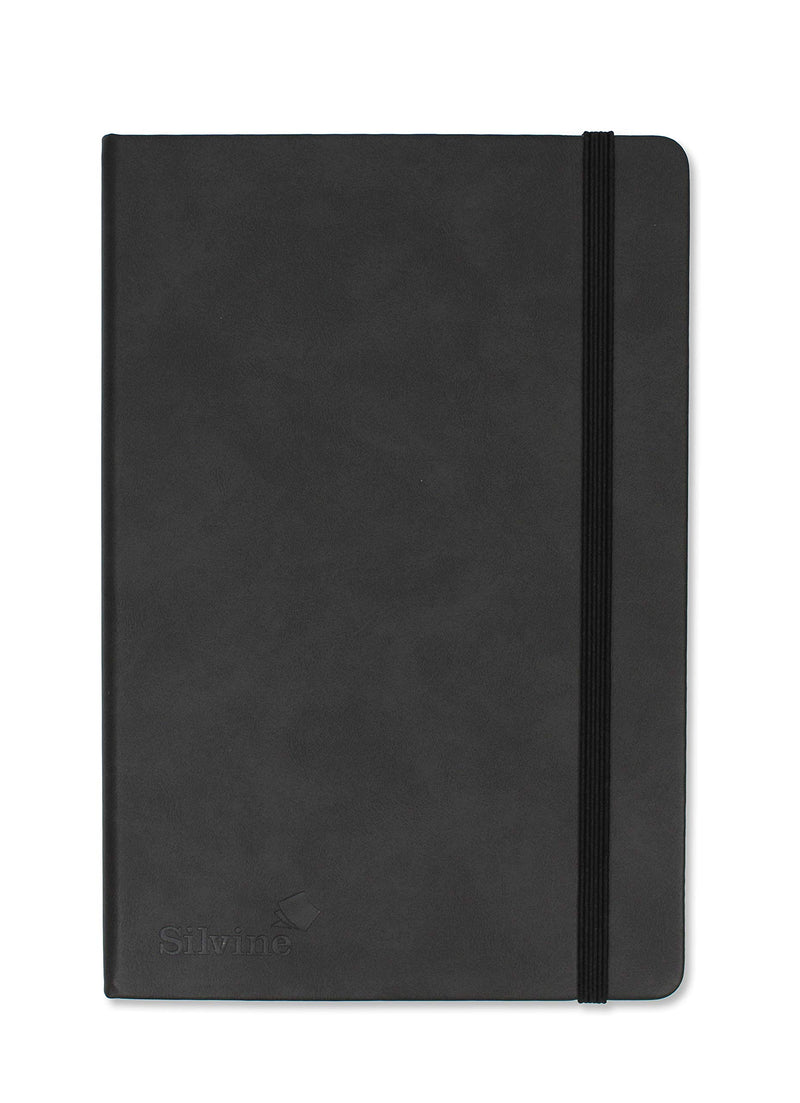Silvine A5 Executive Soft Feel Notebook Black. 160 Pages (80 Sheets) Ruled 7mm feint. Ref 197BK (148 x 212mm), 391133