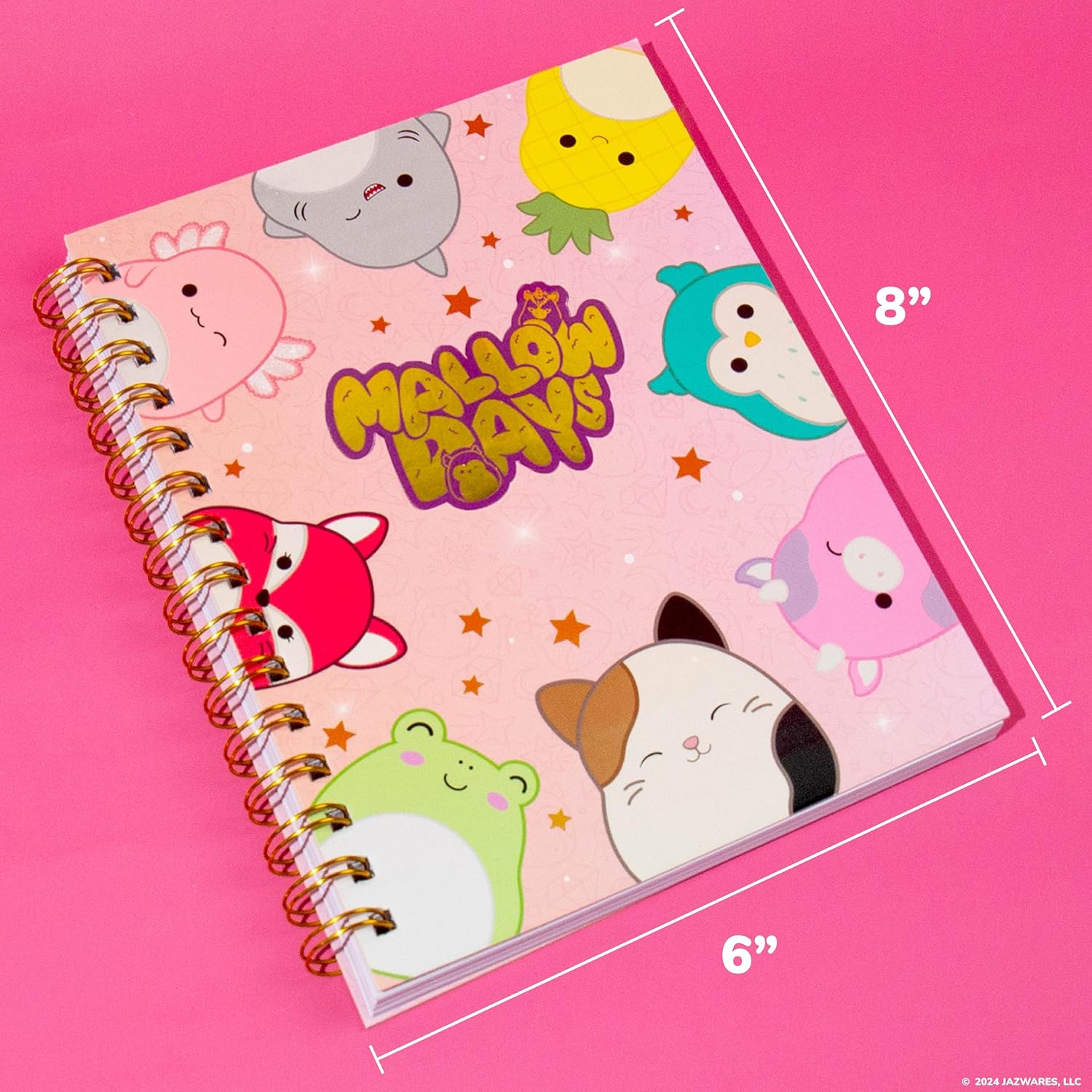 Squishmallows Original DIY Journaling Set, Journaling Kit with Gel Pens, Stickers, Sticky Notes, and Gems, Scrapbook for Kids, Cute Stationary Set, Notebook for Girls, Diary for Girls Ages 8-12