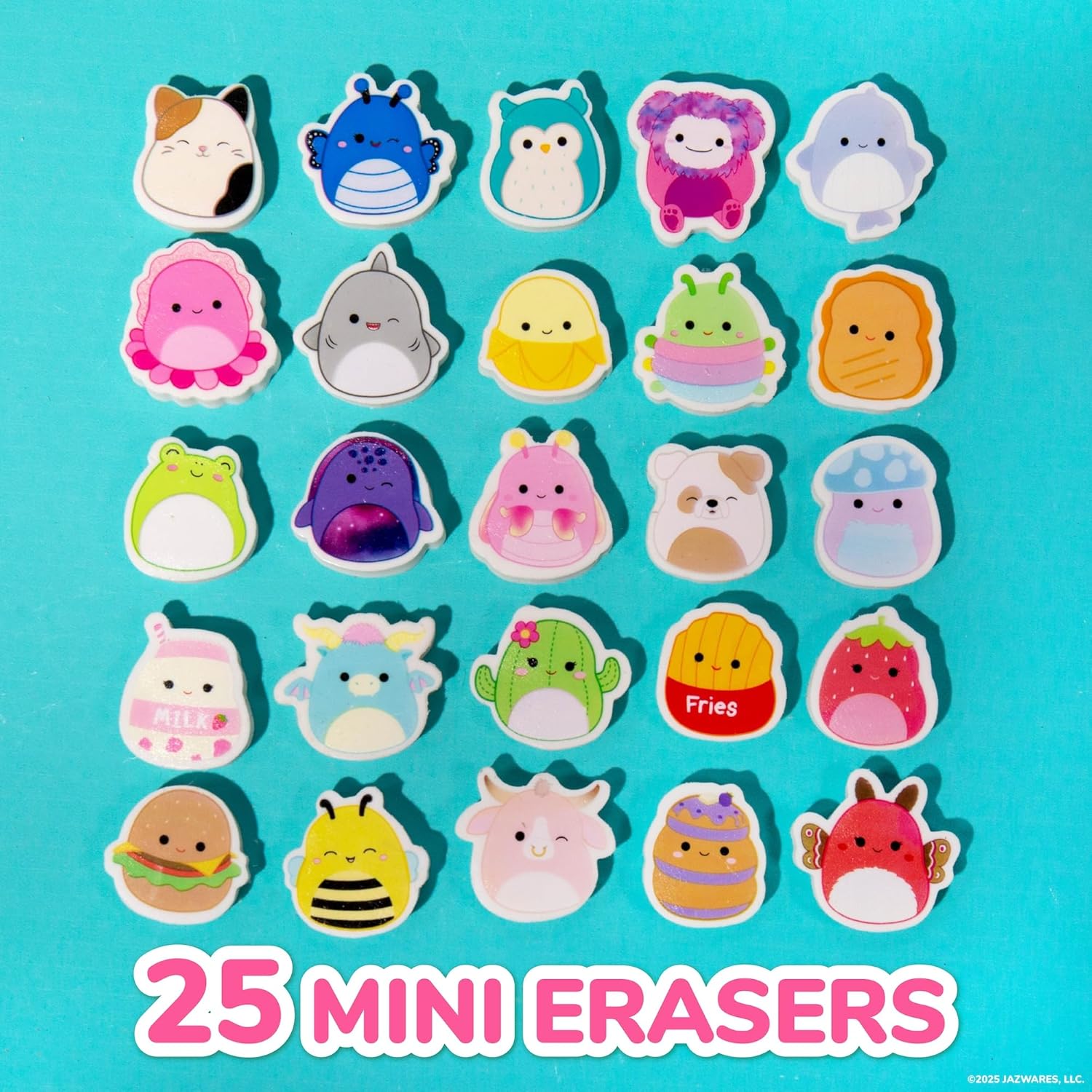 Squishmallows Original Mini Eraser Set, 25 Small Erasers, Cute School Supplies, Cute Stationery, Funny Office Supplies, Kids Diary Accessories, Sketch Journal, Stationery