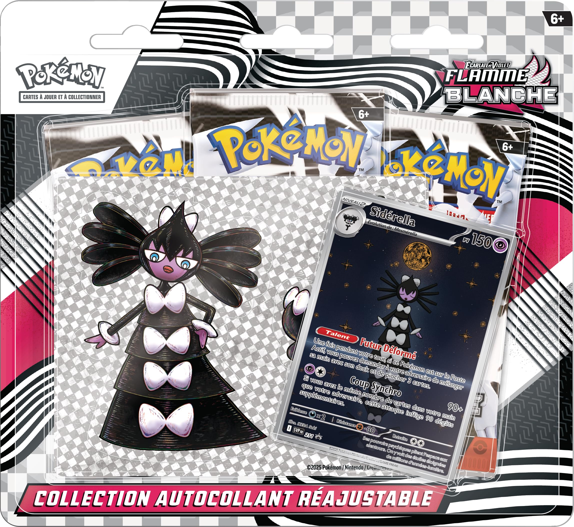 Pokémon TCG: Scarlet & Purple Readjustable Sticker Collection - White Flame - Sidérella (1 Shiny Promo Card and 3 Boosters