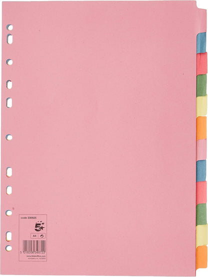 5 Star 330925 Office Subject Dividers Multipunched Manilla Card 12-Part A4 Assorted -Pink