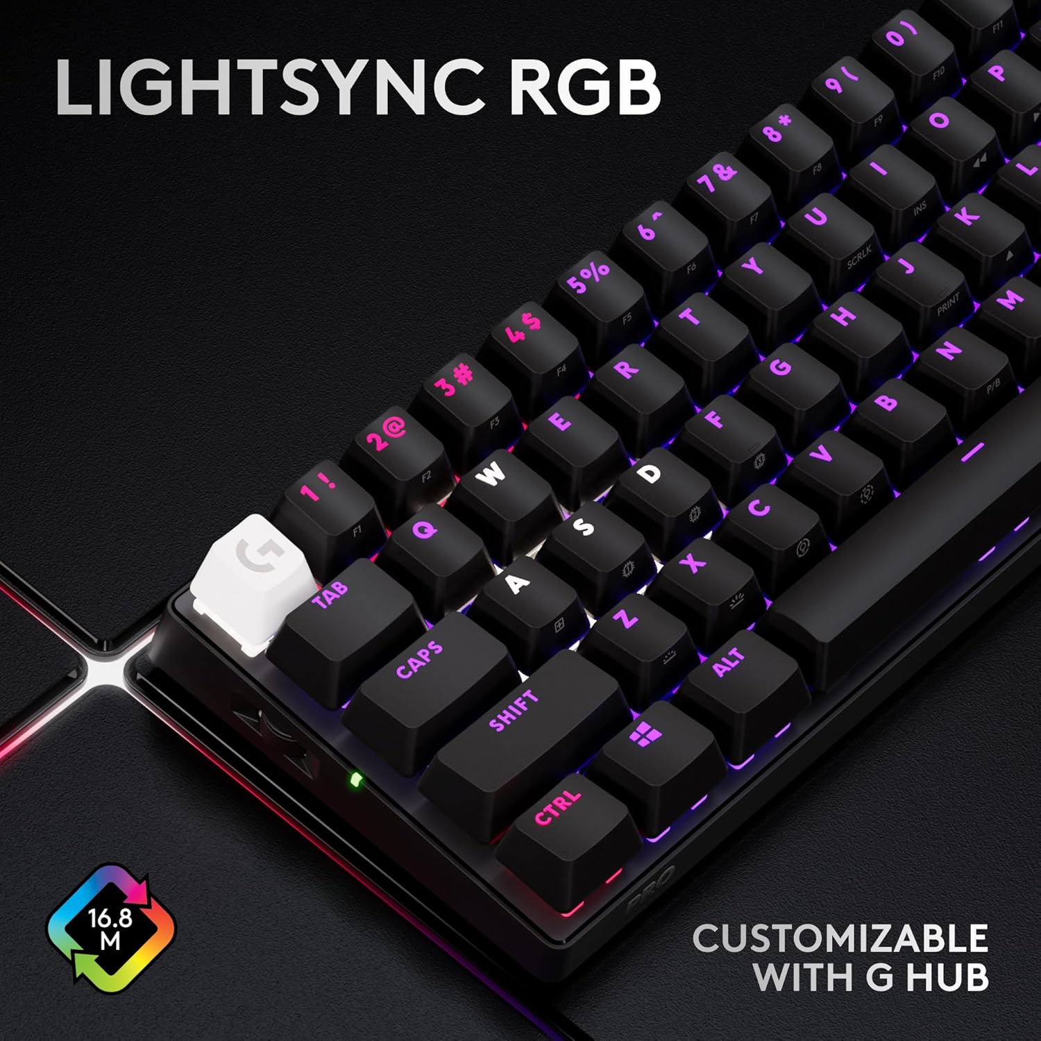 Logitech G PRO X 60 LIGHTSPEED Wireless Gaming Keyboard, Ultra Compact TKL 60% Mechanical Keyboard, LIGHTSYNC RGB, Dual-Shot PBT Keycaps, GX Optical Tactile Switches, Windows PC, UK English - Black