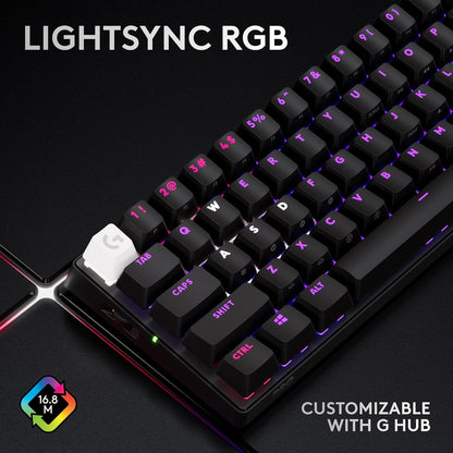 Logitech G PRO X 60 LIGHTSPEED Wireless Gaming Keyboard, Ultra Compact TKL 60% Mechanical Keyboard, LIGHTSYNC RGB, Dual-Shot PBT Keycaps, GX Optical Tactile Switches, Windows PC, UK English - Black
